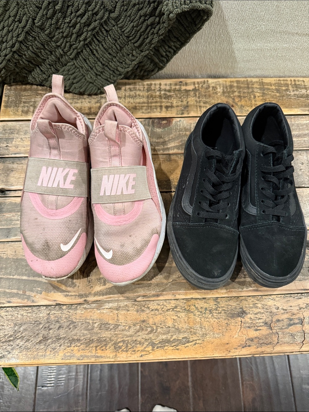 Nike Kids Pink Slip-On Sneakers and Black Lace-Up Shoes